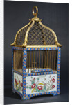 A Directoire ormolu and Chinese porcelain birdcage, the square domed surmounted by a handle by Anonymous