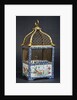A Directoire ormolu and Chinese porcelain birdcage, the square domed surmounted by a handle by Anonymous