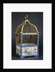 A Directoire ormolu and Chinese porcelain birdcage, the square domed surmounted by a handle by Anonymous