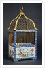 A Directoire ormolu and Chinese porcelain birdcage, the square domed surmounted by a handle by Anonymous