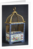 A Directoire ormolu and Chinese porcelain birdcage, the square domed surmounted by a handle by Anonymous