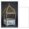 A Directoire ormolu and Chinese porcelain birdcage, the square domed surmounted by a handle by Anonymous