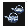 Two blue and white Arita ewers and covers by Anonymous