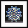 A Samarkand cuerda Seca stellar tile of twelve pointed form, the blue ground with a central turquoise and gold flower outlined in red by Anonymous