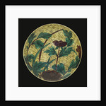 A large Ao-De Ko-Kutani dish depicting a peony by Anonymous