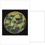 A large Ao-De Ko-Kutani dish depicting a peony by Anonymous