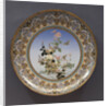 Meiji Period large cloisonne enamel charger with flowers by Anonymous