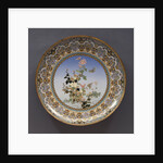 Meiji Period large cloisonne enamel charger with flowers by Anonymous