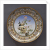 Meiji Period large cloisonne enamel charger with flowers by Anonymous