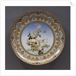 Meiji Period large cloisonne enamel charger with flowers by Anonymous