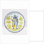 A Bristol Delft polychrome royal portrait charger painted with a full length portrait of George I in formal robes by Anonymous