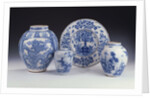 A selection of Frankfurt blue and white ceramics in a Chinese style, circa 1680-1690 by Anonymous