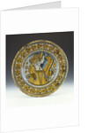 A Deruta blue and gold lustred portrait dish depicting a young woman in profile by Anonymous