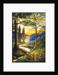 Tiffany Studios leaded glass scenic window by Anonymous