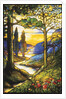 Tiffany Studios leaded glass scenic window by Anonymous