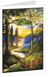 Tiffany Studios leaded glass scenic window by Anonymous
