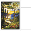 Tiffany Studios leaded glass scenic window by Anonymous