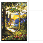 Tiffany Studios leaded glass scenic window by Anonymous