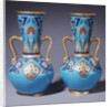 A pair of Minton twin-handled cloisonne vases by Anonymous
