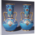 A pair of Minton twin-handled cloisonne vases by Anonymous