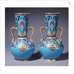 A pair of Minton twin-handled cloisonne vases by Anonymous
