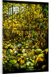 Tiffany Studios leaded glass window of a woodland scene by Anonymous