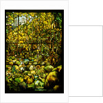 Tiffany Studios leaded glass window of a woodland scene by Anonymous