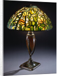 Tiffany Studios 'Tulip' leaded glass and bronze table lamp by Anonymous