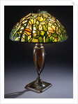 Tiffany Studios 'Tulip' leaded glass and bronze table lamp by Anonymous