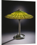 Tiffany Studios 'Lotus' leaded glass and bronze table lamp by Anonymous