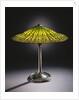 Tiffany Studios 'Lotus' leaded glass and bronze table lamp by Anonymous