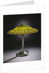 Tiffany Studios 'Lotus' leaded glass and bronze table lamp by Anonymous