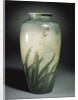 An earthenware vase depicting hyacinths and leafage in shades of ivory and green by Anonymous