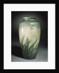 An earthenware vase depicting hyacinths and leafage in shades of ivory and green by Anonymous