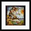 Tiffany Studios leaded and plate glass window depicting a young woman kneeling before the rising sun by Anonymous