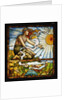Tiffany Studios leaded and plate glass window depicting a young woman kneeling before the rising sun by Anonymous