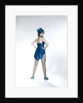 1960s Woman Looking Over Shoulder Wear Dance Costume Blue Sequined Top Hat Silk Tails Fishnet Seamed Stockings Looking At Camera by Anonymous