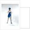1960s Woman Looking Over Shoulder Wear Dance Costume Blue Sequined Top Hat Silk Tails Fishnet Seamed Stockings Looking At Camera by Anonymous