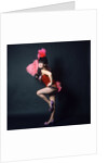 1960s Woman In American 1890s 1900s Wild West Saloon Showgirl Style Costume With Pink Ostrich Feather Fan Looking At Camera by Anonymous