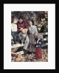 1950s Family Father Mother Son And Daughter Outdoor Carving A Pumpkin by Anonymous