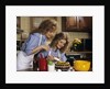 1970s Mother Daughter Dressed Alike Decorating Cake by Anonymous