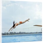 1970s Teen Girl Diving Into Swimming Pool by Anonymous