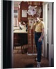 1970s Teenage Boy Talking On Kitchen Wall Phone Telephone by Anonymous