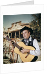 1960s Man Singing Cowboy Strumming Playing Acoustic Guitar by Anonymous