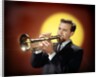 1950s 1960s Bearded Man Playing Trumpet by Anonymous