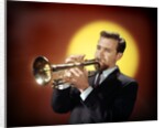 1950s 1960s Bearded Man Playing Trumpet by Anonymous