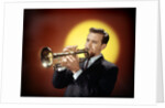 1950s 1960s Bearded Man Playing Trumpet by Anonymous