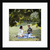 1960 1960s 1970 1970s Retro Smiling Couple Man Woman Sitting On Blanket On Grass Park Man Playing Acoustic Guitar by Anonymous
