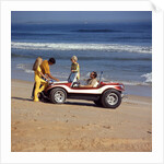 1970 1970s 2 Couples Men Women On Beach With Red White Dune Buggy Leisure Sport Lifestyle Vehicle Fun Summer by Anonymous