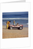 1970 1970s 2 Couples Men Women On Beach With Red White Dune Buggy Leisure Sport Lifestyle Vehicle Fun Summer by Anonymous
